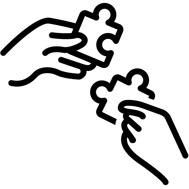 Hands holding puzzle pieces icon